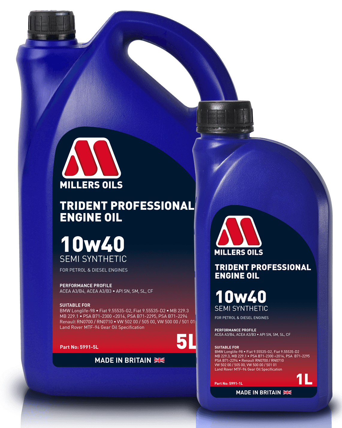 Millers Trident Professional10w40 Engine Oil - Oils Lubricants Fuel ...