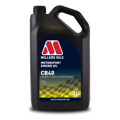 Millers CB40 castor based race engine oil 5L can