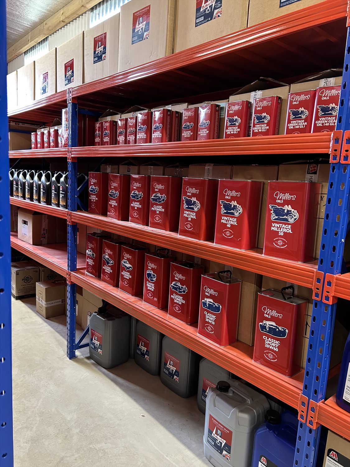 Millers Oils and Evans coolant stock at Liquid Technology’s Irish warehouse