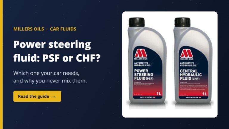 Power steering fluid: Millers PSF and Millers CHF central hydraulic fluid