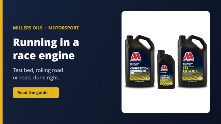 Millers Competition Running In Oil, Assembly Lubricant and Motorsport CFS 5W-40 NT+