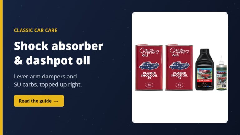 Millers Classic Shock Oil 32 and 46, Penrite Shocker Oil 1 and Penrite SU Dashpot Oil